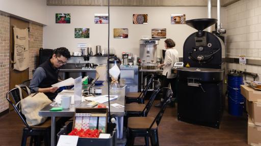 Students in coffee lab