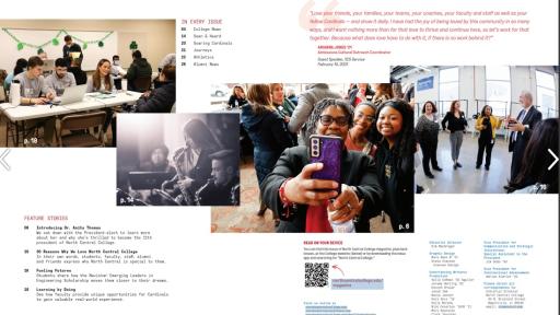 The table of contents of North Central College magazine.