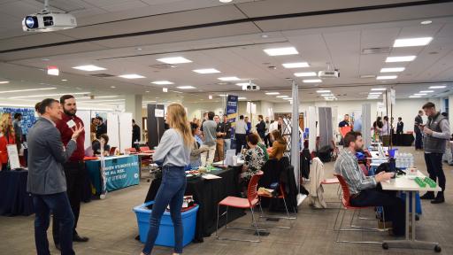 A North Central College student job fair.