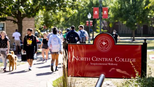 North Central College students walking to class.