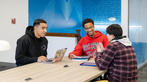 North Central College students working in the library.