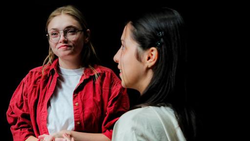 North Central College theatre major Riley Wodka rehearsing.