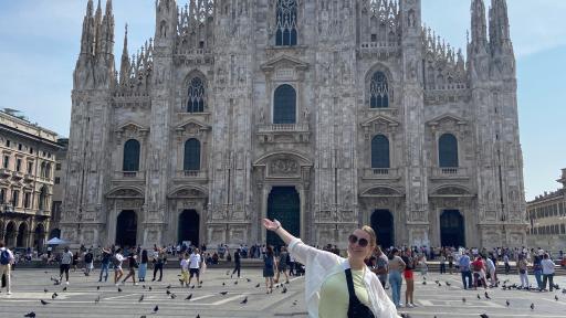 A photo of a student studying abroad in Milan, Italy.
