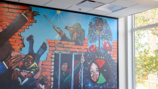 A photo of the mural in the Multicultural Student Center.