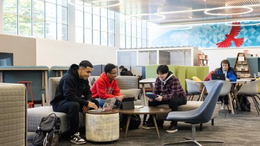 Students working in the Oesterle Library & Learning Commons.