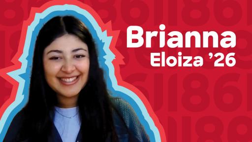 A 1861 Podcast graphic for episode 7 with Brianna Eloiza ’26.