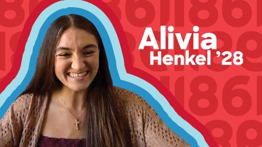 An 1861 Podcast graphic for Alivia Henkel '28.