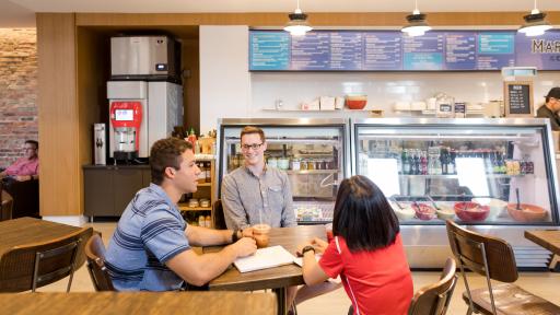 students inside ice cream shop