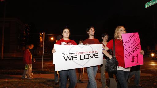students with signs