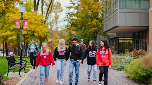 Students walking on campus