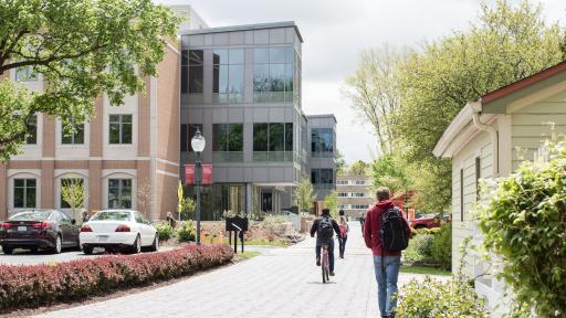 Students walking on path