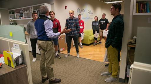 Students tourning OWP Pharmaceuticals.