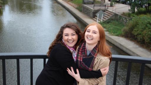 International students on the Naperville Riverwalk