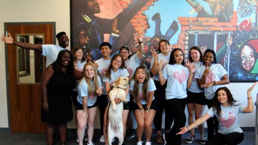 students posing for group photo