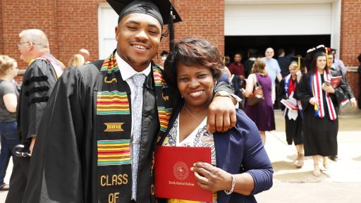 Student and parent at graduation