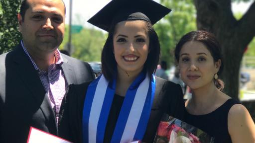 David, Victoria ’17 and Maria Alvarez at graduation.