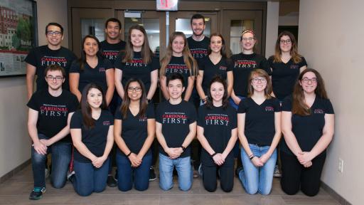 Cardinal First Students in t-shirts